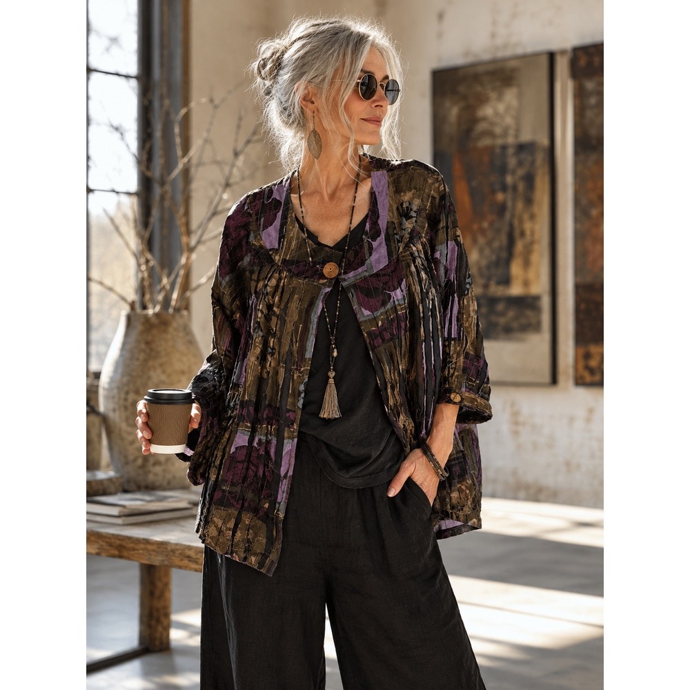 Tantrums Wearable Art Lagenlook Fringe Jacket 3X Boho Patchwork Duster Cardigan